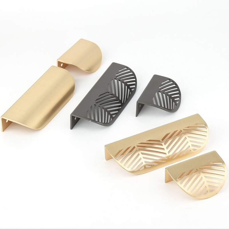 Furniture Hardware Gold - Poignée en Forme de Feuille Dorée,