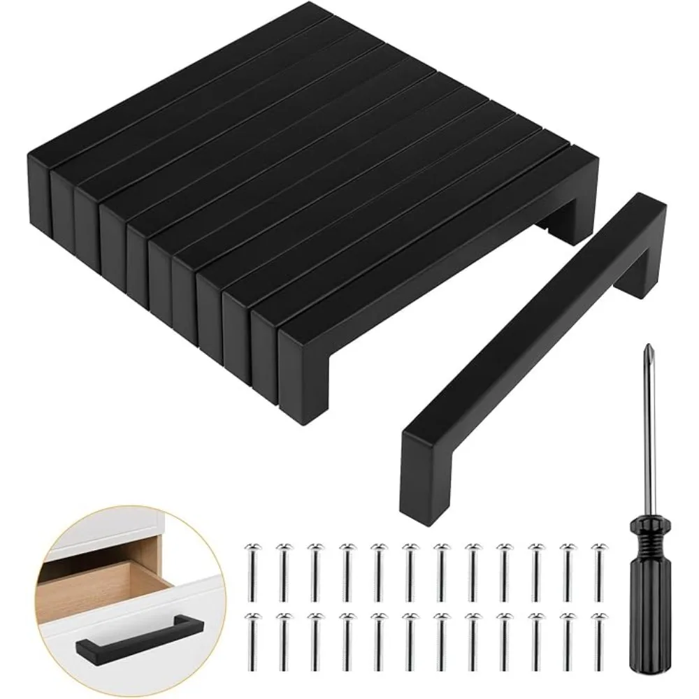 Furniture Hardware Drawer Pulls - 6/18 pièces en acier inoxydable carré